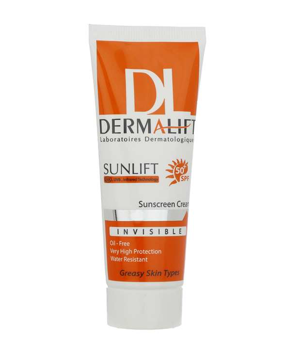 کرم ضدآفتاب بی رنگ درمالیفت مناسب پوست های چربspf50+