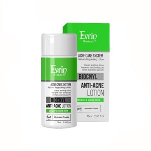 لوسیون آنتی آکنه مناسب پوست چرب و دارای جوش 75 میل برند Evrin