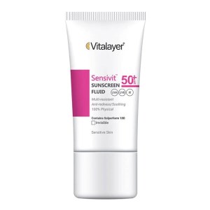 فلوئید ضد آفتاب spf50 بی رنگ پوست حساس 50میل برند ویتالایر